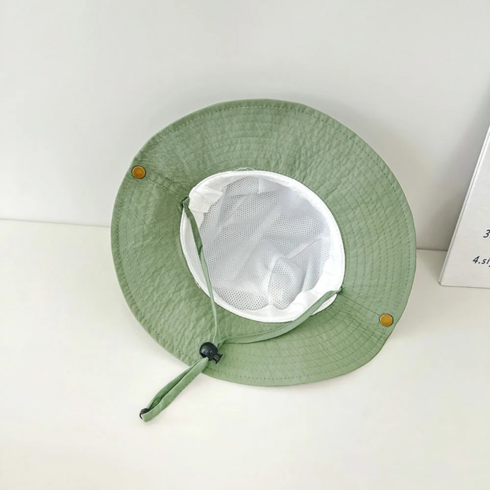 Pescatore Bambini Primavera Estate Ragazzi Ragazze Cappello Panama Viaggio all'aperto Cappellini da sole a tesa larga Tappo per lavabo in tinta unita_voghion.com