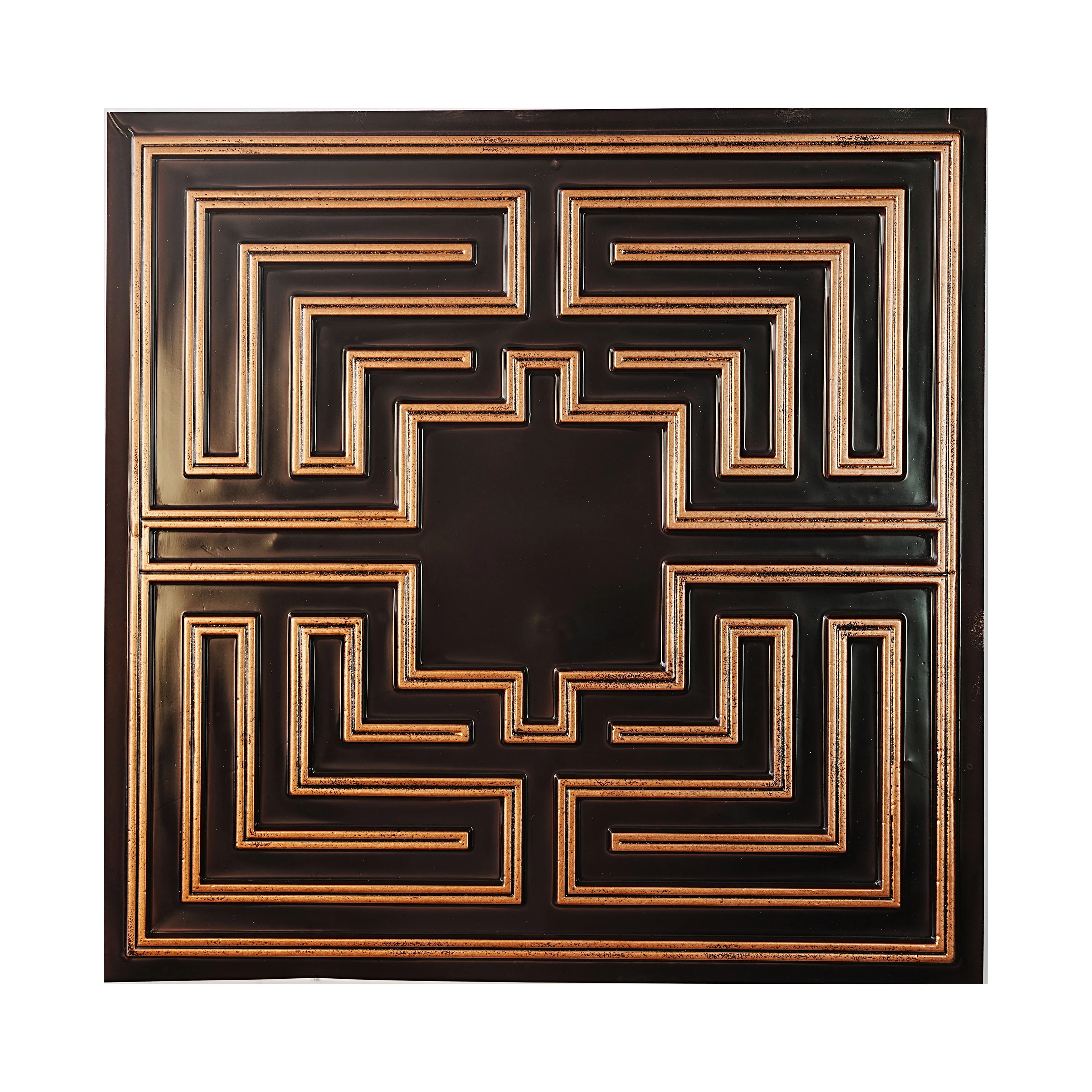 

10Pcs Faux Painting Ceiling Tiles Aged Artwork Panels Interior Decor for Cafe Club Salon PL25 Traditional copper PAINTSDECOR