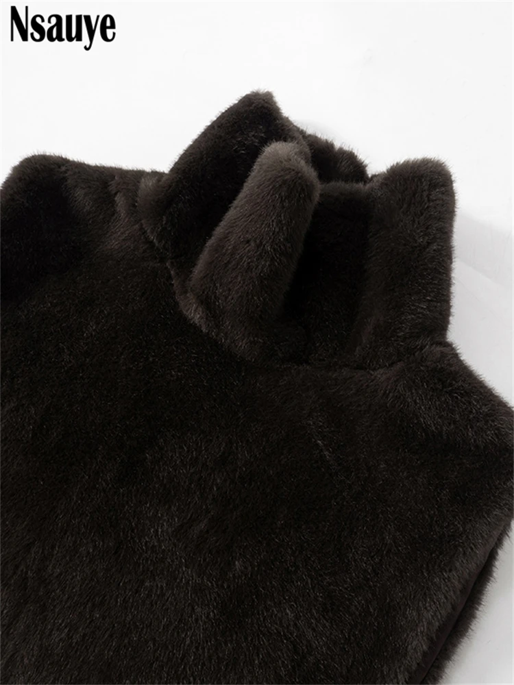 Nsauye 2024 Winter New Female Chic Fashion Sleeveless Faux Fur Women's Coat Thickened Warm Jackets Outerwear Tops Ladies Coats 6