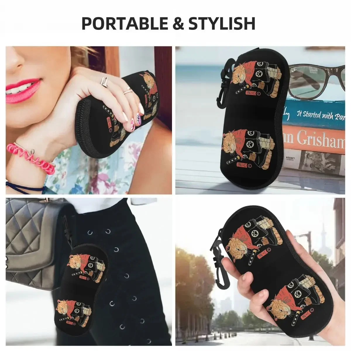Catana Cats Retro Samurai Yakuza Holder Shell Glasses Case Protective Sunglasses Box Women Men Soft Eyeglasses Bag Pouch