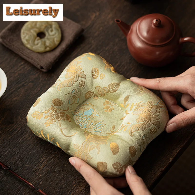 Chinese Style Fabric Coasters Retro Cup Mat For Coffee Cups Saucer Heat Insulation Placemats Teacup Base Chinese Tea Set Gifts