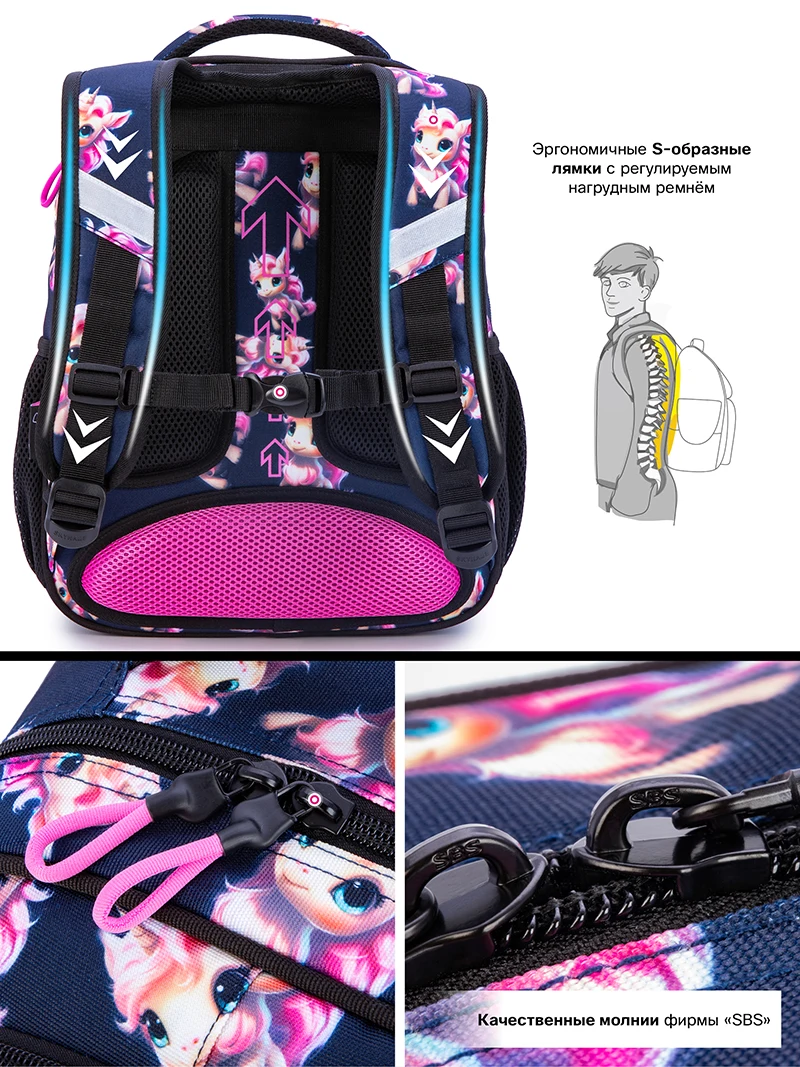 Orthopedic Waterproof Backpack For School Girls Cartoon Unicorn Shoulder Bags Children Bookbag Primary School Grade One Backpack 6