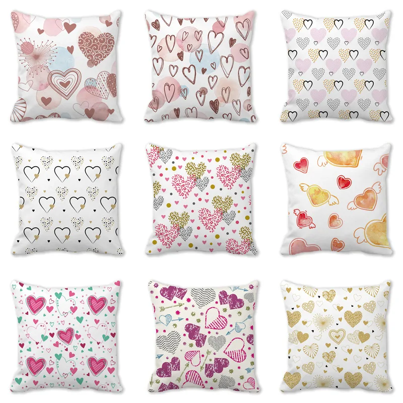 

Pink Love Heart Women Soft Pillowcase Sofa Bedroom Living Room Home Decoration