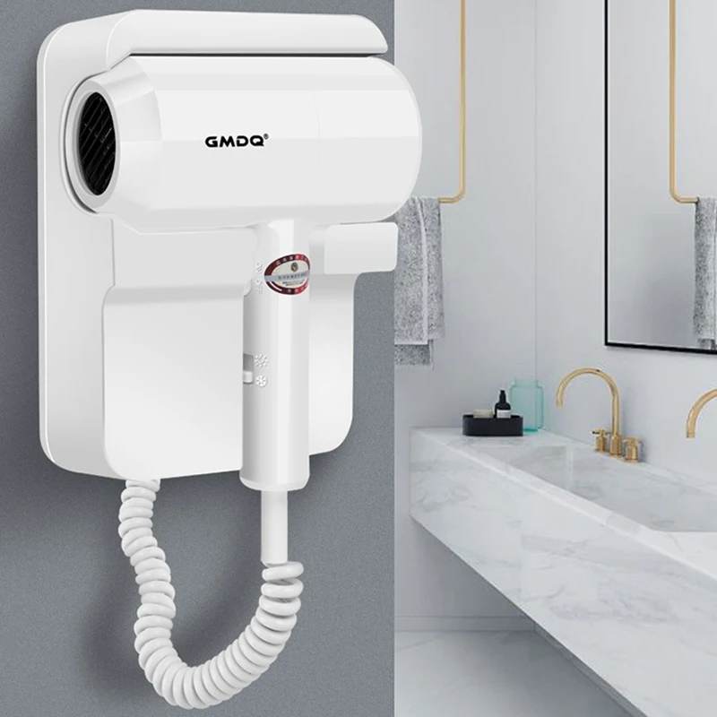 110V/220V Wall Mounted Hair Dryer 1300W Hotel Bathroom Hair Dryers Constant Temperature Dryer with Holder Base US/EU/UK/AU Plug 2