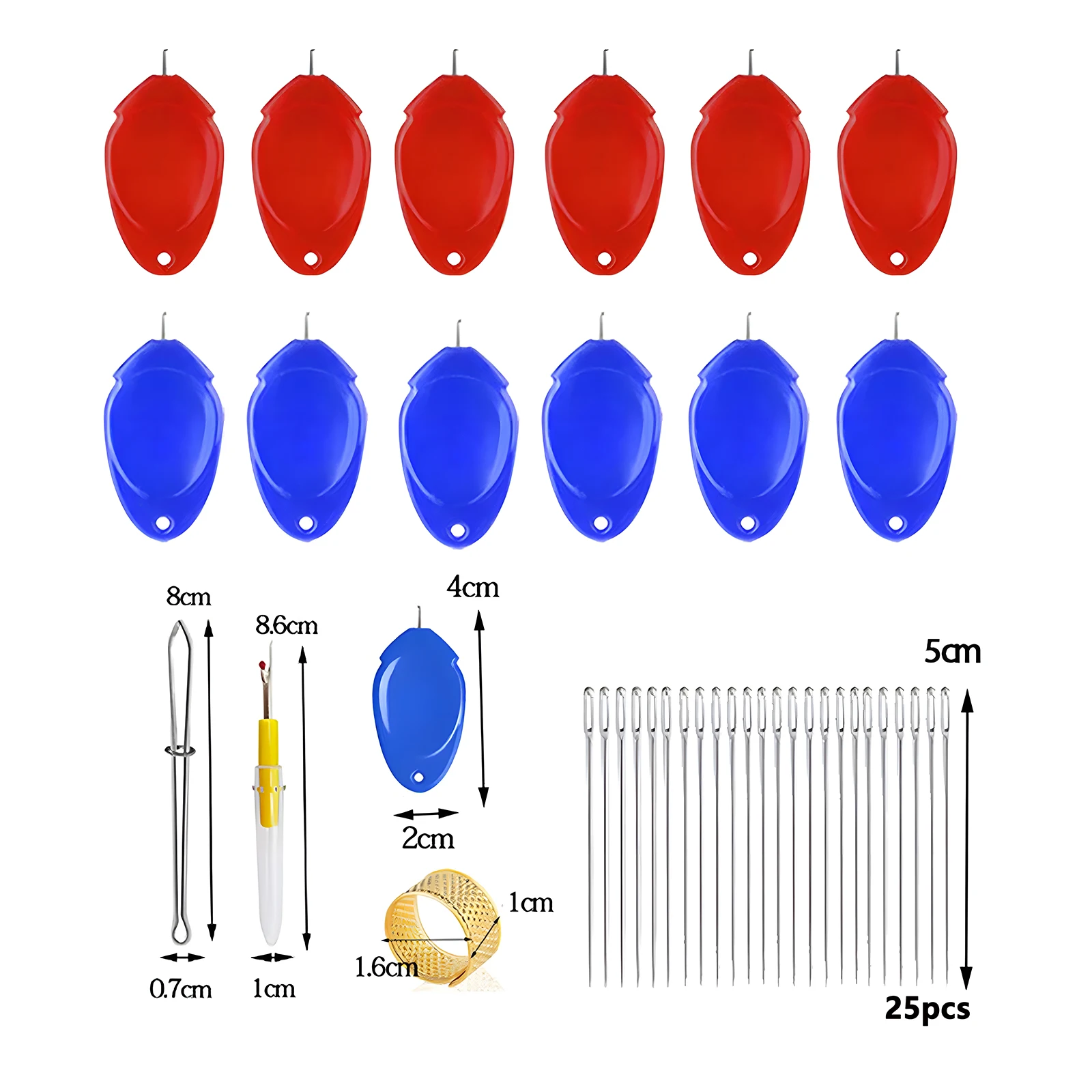 Multiple Needle Threaders Kit Gourd Fish Thumb Sewing Threader Seam Ripper Sewing Tweezers Thimble with Scissor Box for DIY