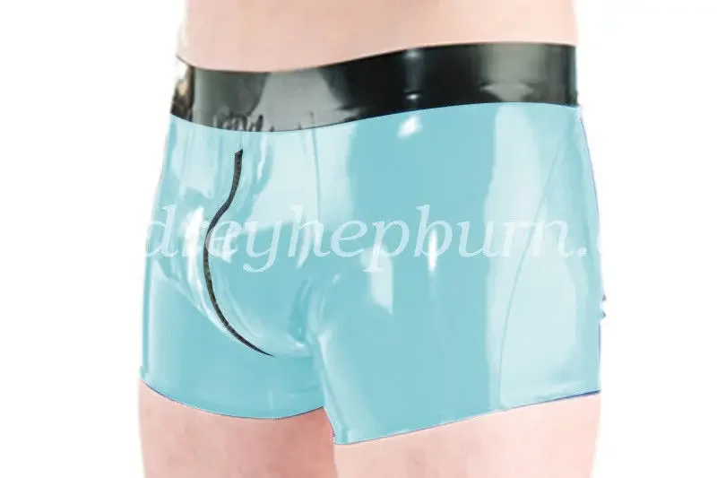 Hot Sale Short Hosen Latex Sexy Shorts With Zipper Rubber Gummi Pants Size S-XXL