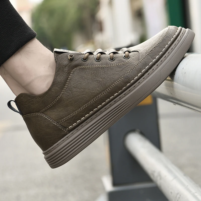 New Men 6cm Elevator Shoes Casual Men Lift Sneakers Genuine Cow Leather Leisure Designer Shoes Height Increase Taller Shoes