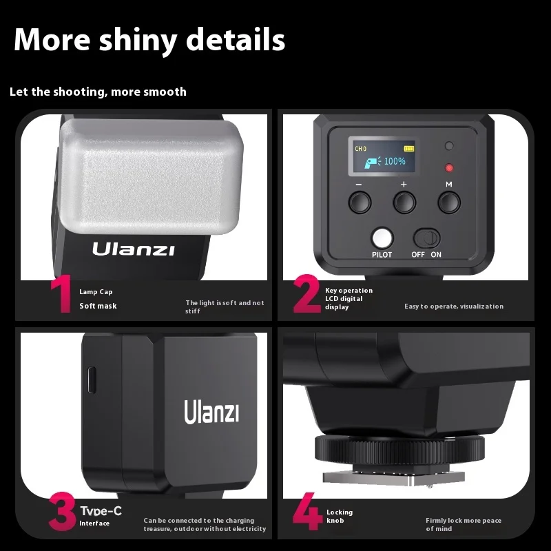 Ulanzi F32 Camera Flash Speedlite GN32 Wireless On-Camera Flash with TT-01 Trigger for Sony Canon Nikon Fuji Olympus