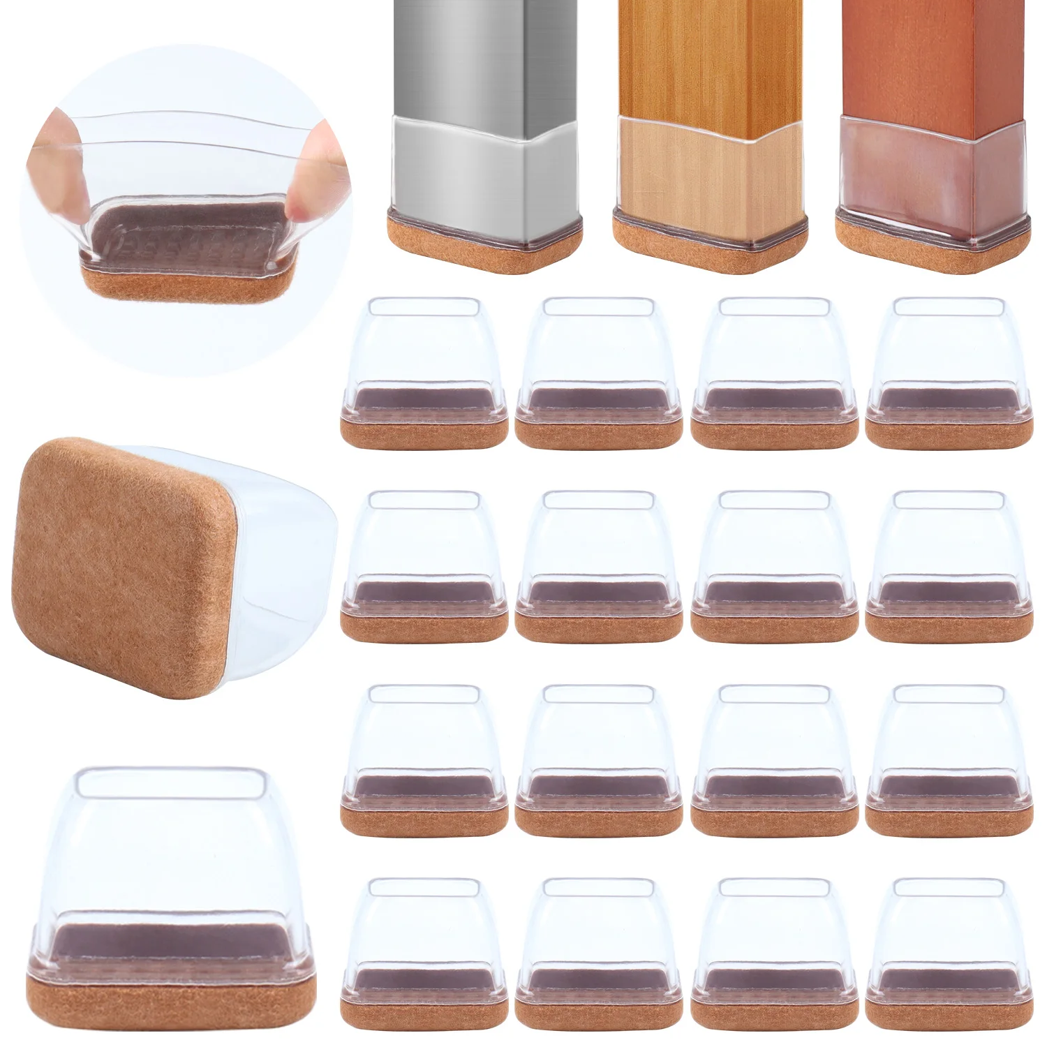 Retângulo Silicone Cadeira Leg Caps Anti-slip Sentiu Móveis Pavimento Protector Pads Pés de Mesa Tampa de Arranhões Decoração para Casa 16 Pcs
