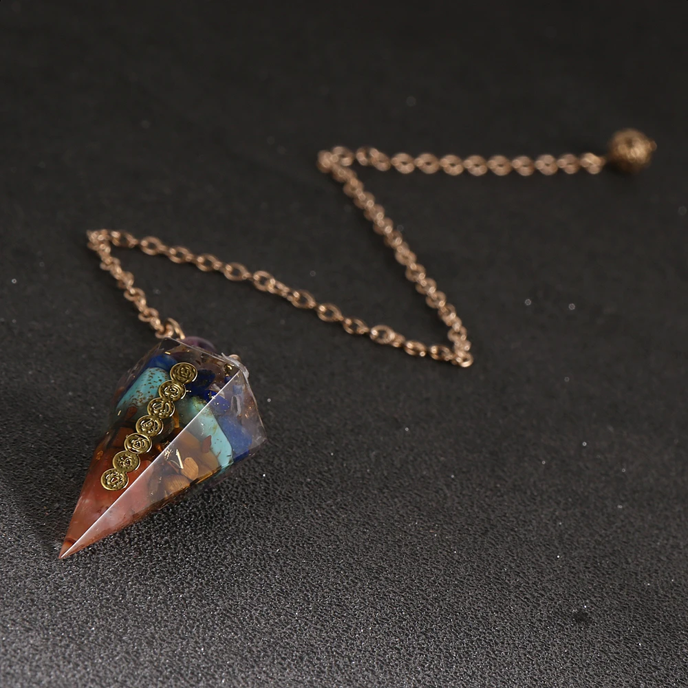 7 Chakra Hexagonal Orgone Multi Gemstone Pendulum Necklaces EMF Protection Amulet Semi-precious Stone Crafts Women Men Jewelry