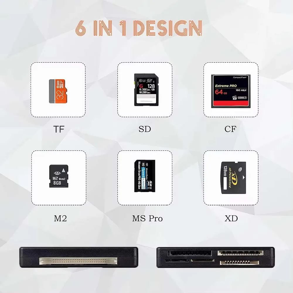 케비두메이 올인원 메모리 카드 리더 480Mbps USB 2.0 외장 카드 리더 SD SDHC M2 MMC XD CF 리더 MP3 디지털 카메라용