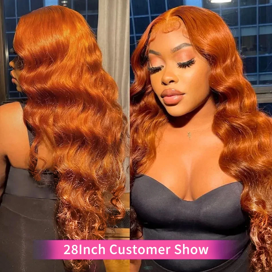 250% High Density Ginger Orange Body Wave Lace Frontal Wig HD 13x4 Lace Front Wigs Brazilian 13x6 Lace Human Hair Wig For Women 2