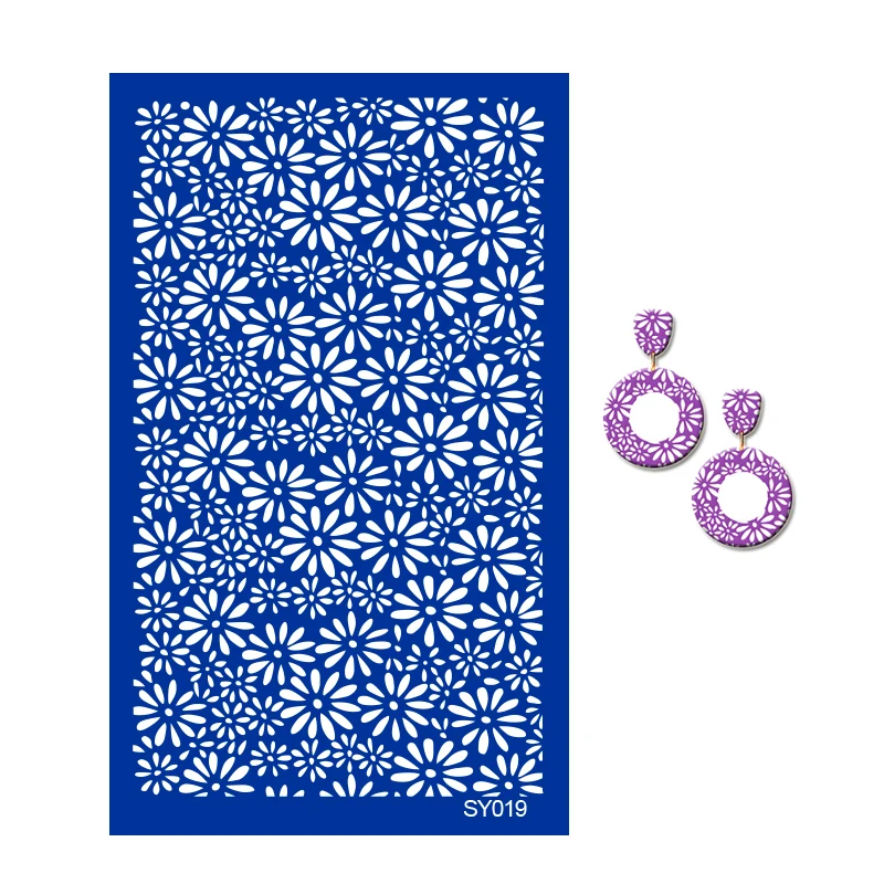 KIT 6 STENCIL PER SERIGRAFIA - Con 2 Raschietti Per Argilla Polimerica, Ideale Per Fai Da Te E Gioielli - Foto 5