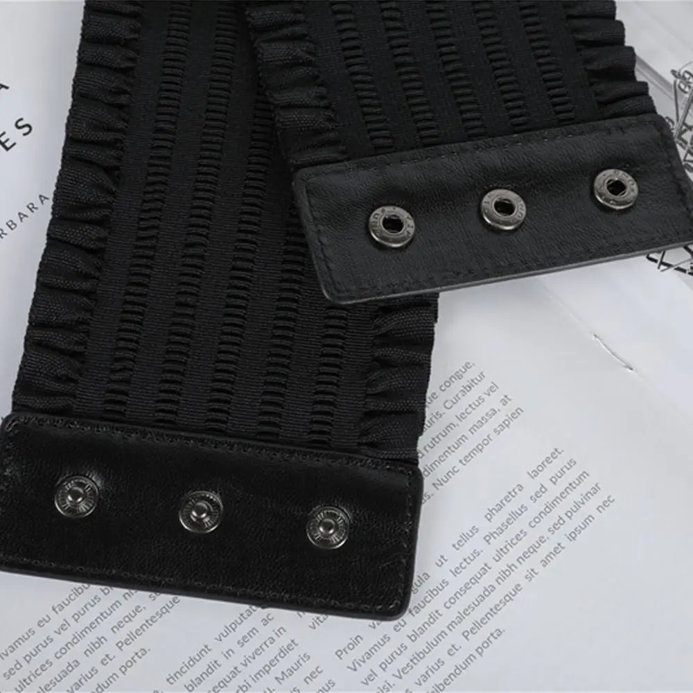 Women Leather Wide Elastic Cummerbund Waistband Belt