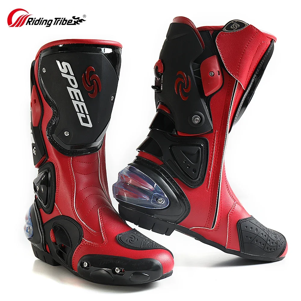 Microfiber Leather Motorcycle boots Men's SPEED Racing dirt bike Boots Knee-high Motocross Boots Riding Motorboats motorcycle boots