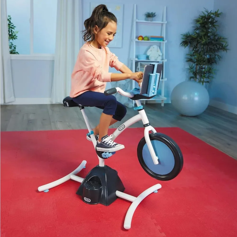 Pelican Explore Fit Cycle Adjustable Play Fitness Exercise Equipment Stationary Bike with Videos and Built-in Bluetooth Speaker