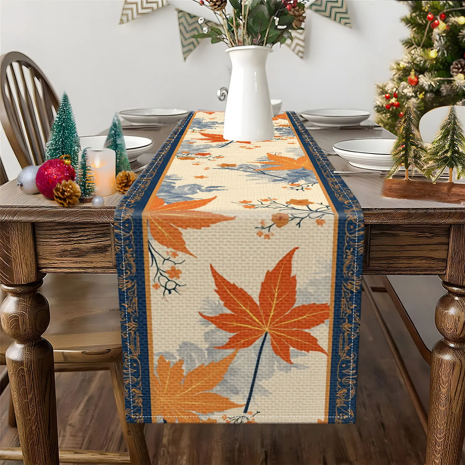 Golden Maple Leaf Autumn Table Runner 2