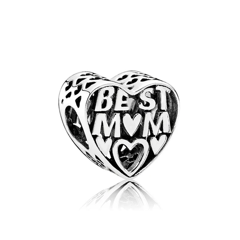 

Authentic 925 Sterling Silver Bead Best Mother Openwork Heart Charm Fit Pandora Women Bracelet Bangle Gift DIY Jewelry