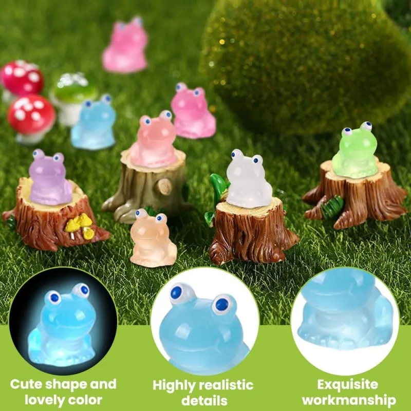 Luminous Miniature Resin Frogs for Garden Decor