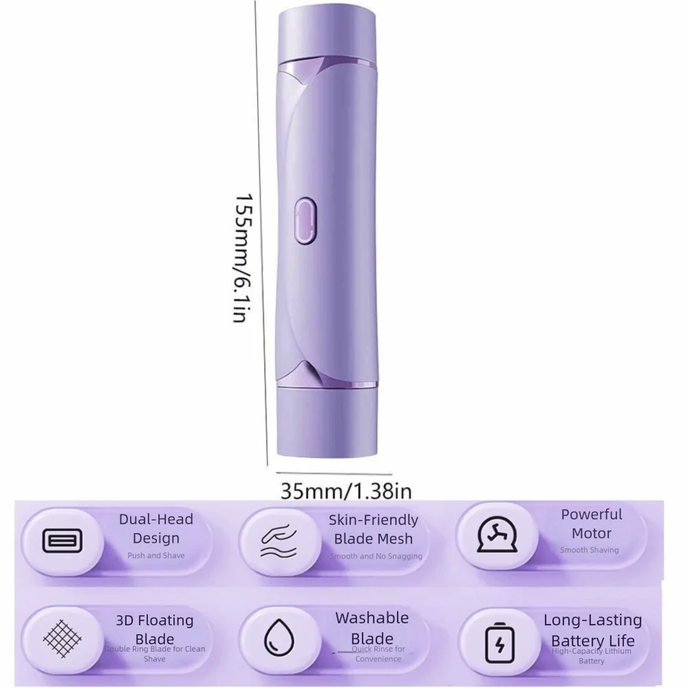 Double Razor Head Multi-function Epilator Gentle Painless Electric Shaver Mini Size USB Rechargeable Bikini Trimmer