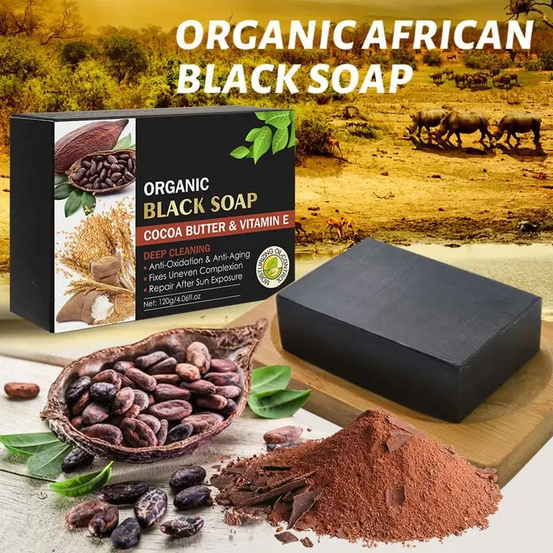 Soap bar black organic cocoa butter and vitamin e black african soap bubbly rich body wash