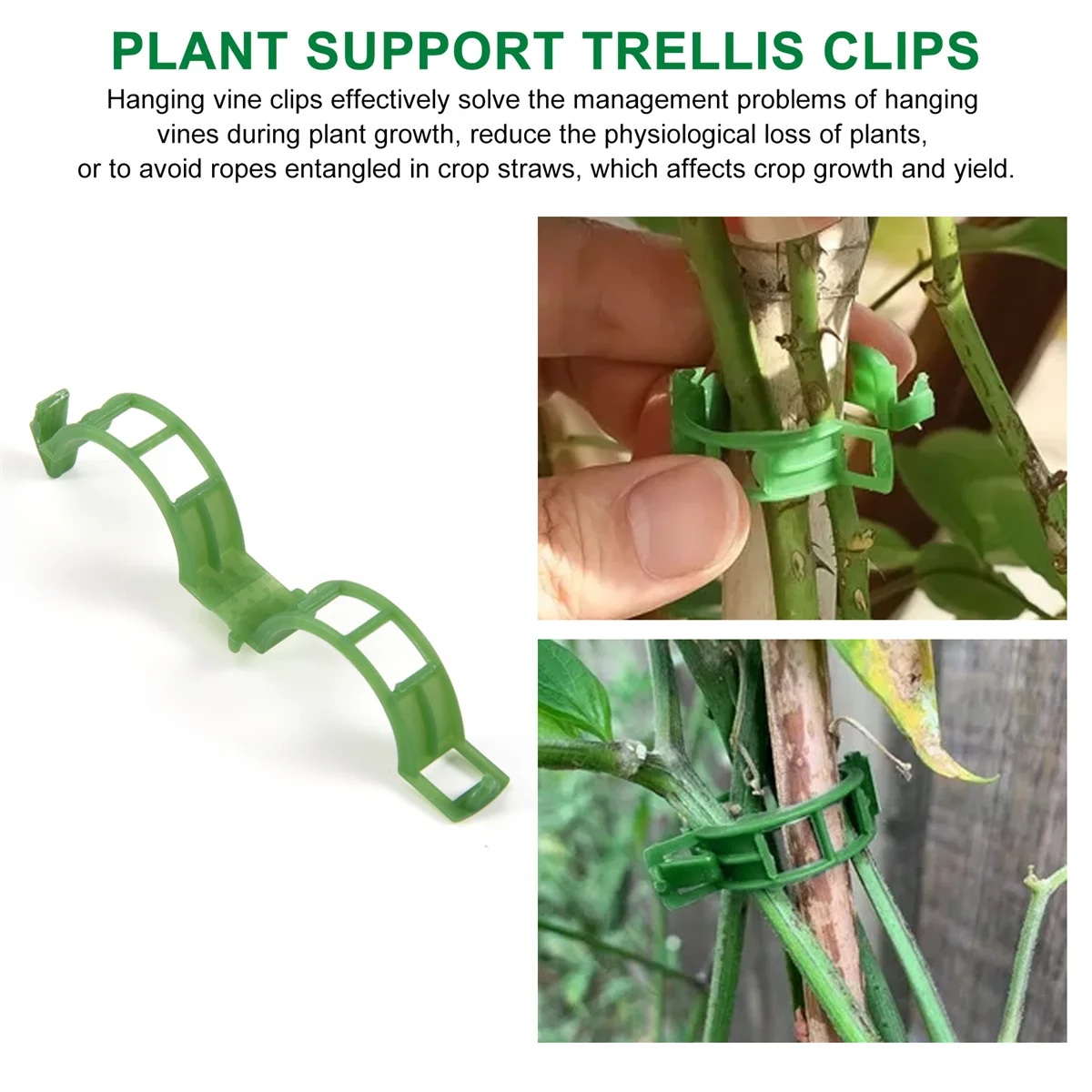 200 PCS Garden Plant Support Clips, Tomato Clips, Trellis for Cucumber Flower Squash Vine, 1 inch Inner Diameter