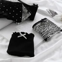 3 pièces/ensemble femmes Sexy coton culottes sous-vêtements sans couture doux slips respectueux de la peau femme Lingerie taille moyenne noir caleçon 2