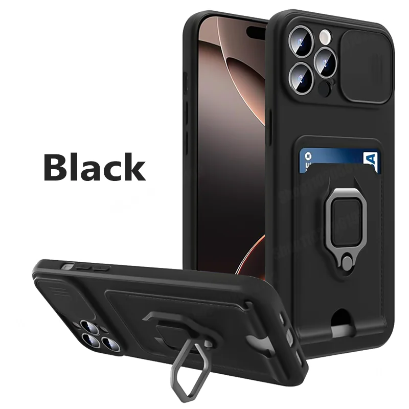 Enhanced Slide Camera Armor Case with Card Slot & Magnetic Ring Holder - Premium Protective Cover