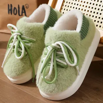 New Stereoscopic Full Wrap Slippers Home Fluffy Cotton Shoes 2025 Designer Lace Up Outdoor Fluffy Walking Shoes 1