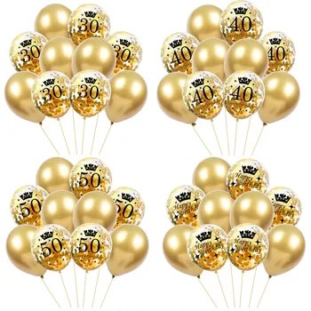 30 40 50  Years Old Latex Balloons Happy Birthday Party Decor Anniversary Adult 30th 40th 50th Birthday Latex Balloons Gold