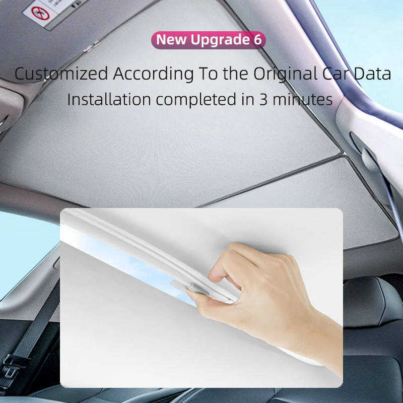 Car Sunshade Ice Cloth Buckle Glass Roof Sunshade Front Rear Sunroof Skylight for Tesla Model 3 Y-highland
