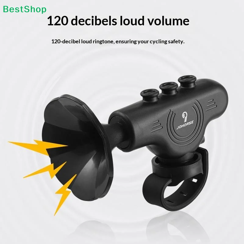 〔R〕120dB 충전식 자전거 경적 - 4가지 울림 모드, USB 충전, 핸들바에 쉽게 장착 가능