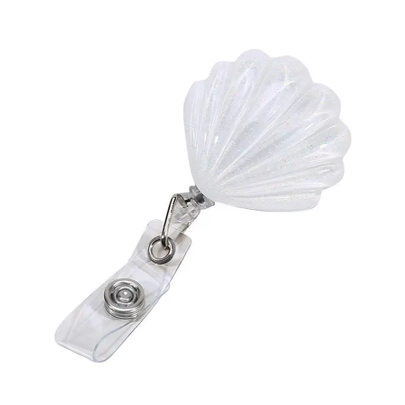 Cute Transparent Shell Retractable Badge Holder Scroll With Clip Id Lanyard Name Tag Clip For Doctor Nurse Office Supplies
