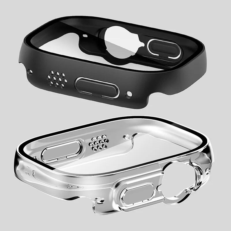 

Glass Case For Apple Watch Series Ultra 49mm Smart Watch PC Screen Protector Bumper Tempered Accessories iwatch Ultra 2 49 MM