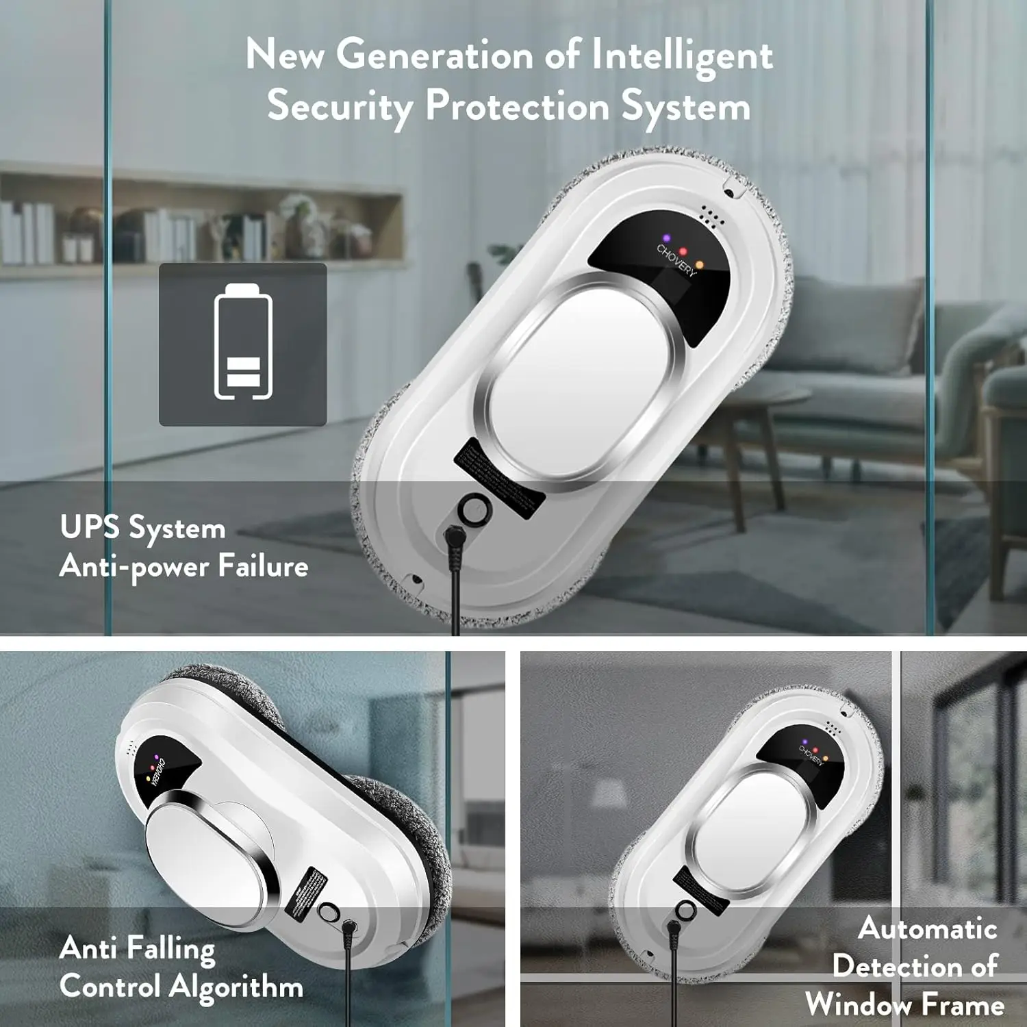 Cleaner Robot,Smart Glass Cleaning Robotic with 5600Pa Strong Suction,Remote Control Window Cleaning Robot for Windows/Tiles/Cla 4