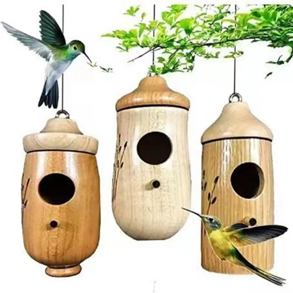 

3Pcs Hummingbird House Wooden Bird Nesting House Outdoor Bird Feeder House Gardening Gifts Home Decoration