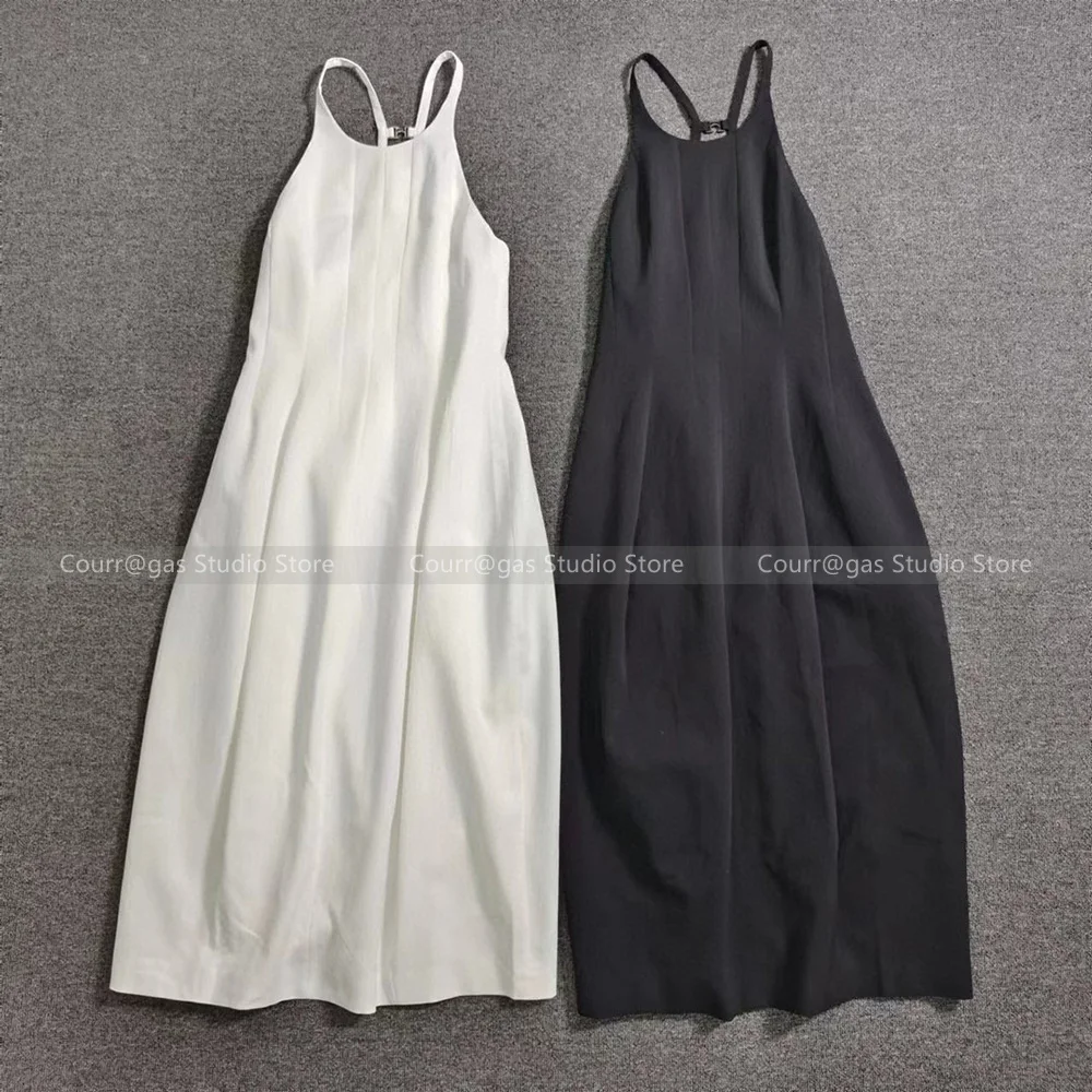 

Summer new celebrity style pure desire hanging neck halter dress female solid colour sexy waist thin skirt