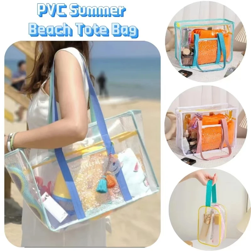 Women Swimming Bag Waterproof Handbags Transparent PVC Plastic Pool Beach Makeup Organizer Toiletry Storage PVC Bag 6