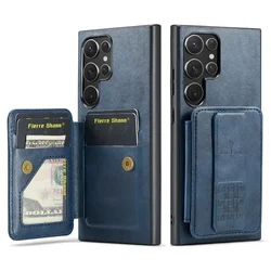RFID Blocking Card Holder Wallet Case with Secure Cover - Samsung A35 (Blue)