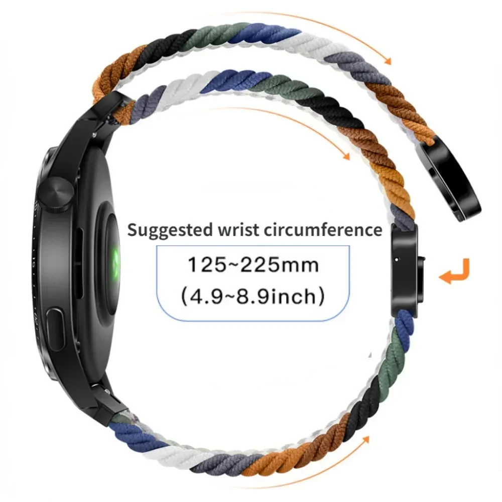 Magnetic Braided Solo Loop Nylon Strap - Breathable Wristband Accessory, 22mm