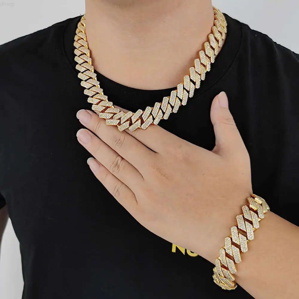 

China Custom Fashion 20mm Big Size Real Men Iced Out Cuban Miami Hip Hop Diamond Moissanite Jewelry Link Chain Necklace