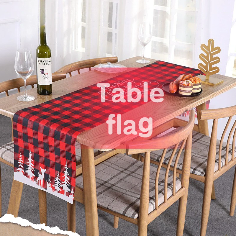 

NEW Linen Christmas Flower Faceless Gnome Elk Tree Printed Table Runner Flag Kitchen Tablecloth Table Cloth Cover Home Decor