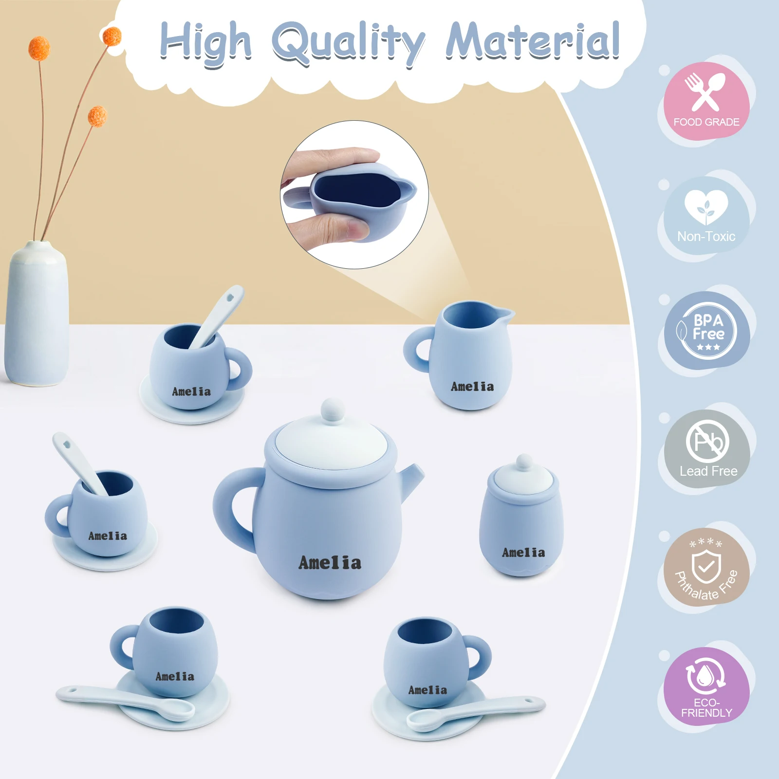 DIY name Children's Home Set Afternoon Tea Simulated Kitchen Toys Children's Montessori Sensory Enlightenment Toys
