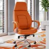 Genuine Leather Aluminum Base High Back Executive ChairHeavy People Ergonomic Back - Office Chair Orange 1