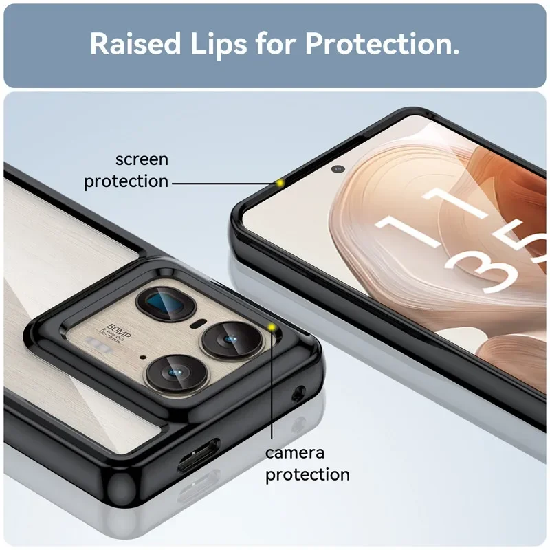 ELVEV Clear Protective Phone Cover - Transparent Back, Durable PC + TPU Material