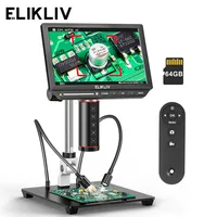 Elikliv EM4K-AF Autofocus 4K Digital Microscope 2000x HDMI Soldering Microscope for Electronic Repair 8" Coin Amplifier 10"Stand 1