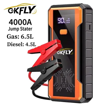 GKFLY 3000A/4000A Caricabatteria per avviamento di emergenza per auto Power Bank Booster con illuminazione a LED Dispositivo di avviamento per auto 12V