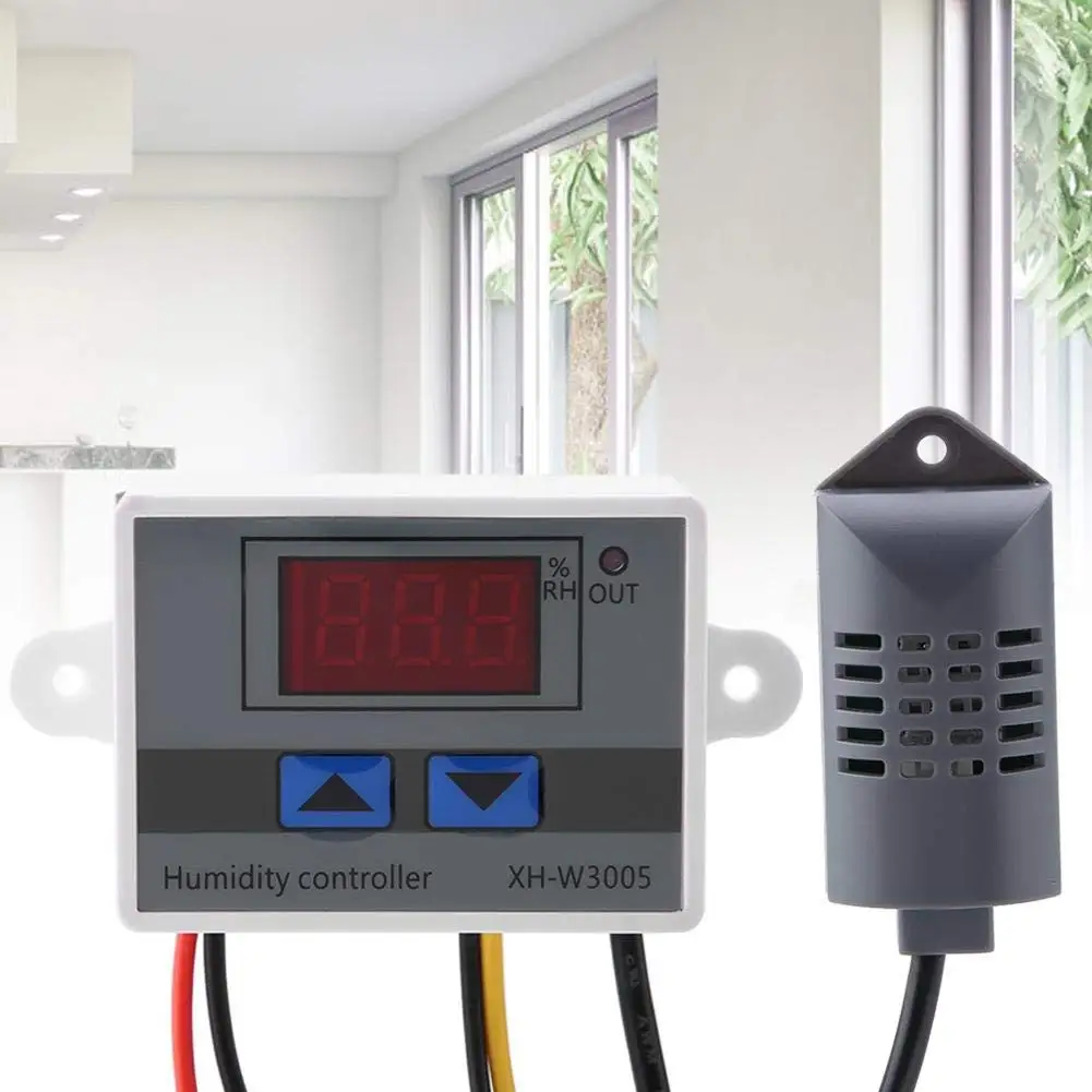 W3005 습도계 번호 습도계 12V 24V 110V 220V, 습도 제어 스위칭 조절기 + 습도 센서