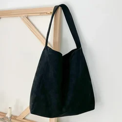 Chic Women's Tweed Fabric Shoulder Bag - Stylish Large Capacity Handbag - 40x11x40cm (Black)