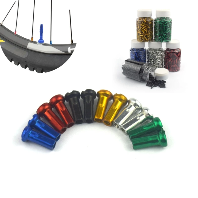 Bike Spokes Nipples 60Pcs Mountain Bike Colorful Bicycle Spoke Caps Wheel Spoke Nipple Decoration MTB Road Bike 14G Bicycle Nipples